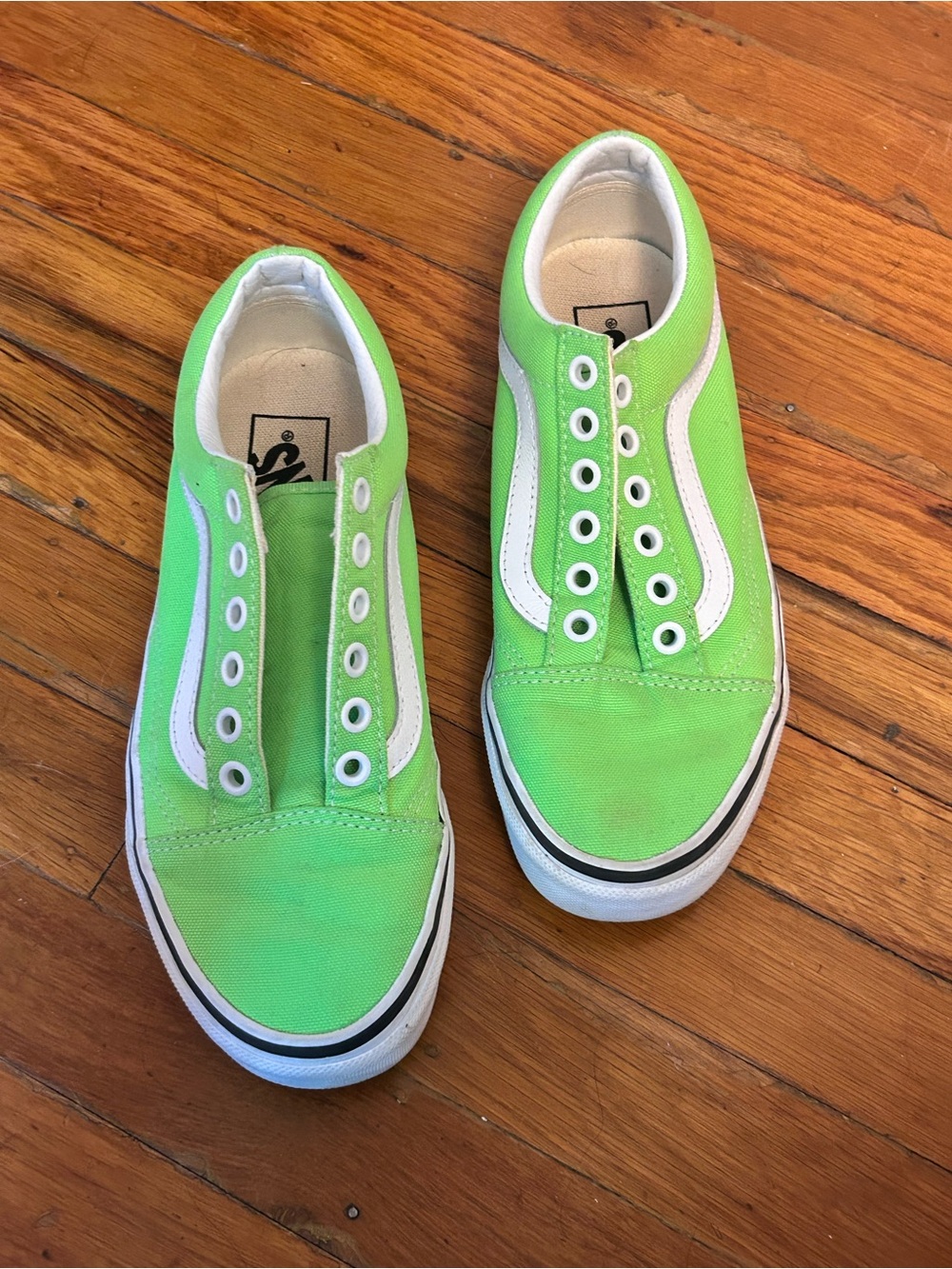Vans Neon Green Canvas Slip-On Sneakers